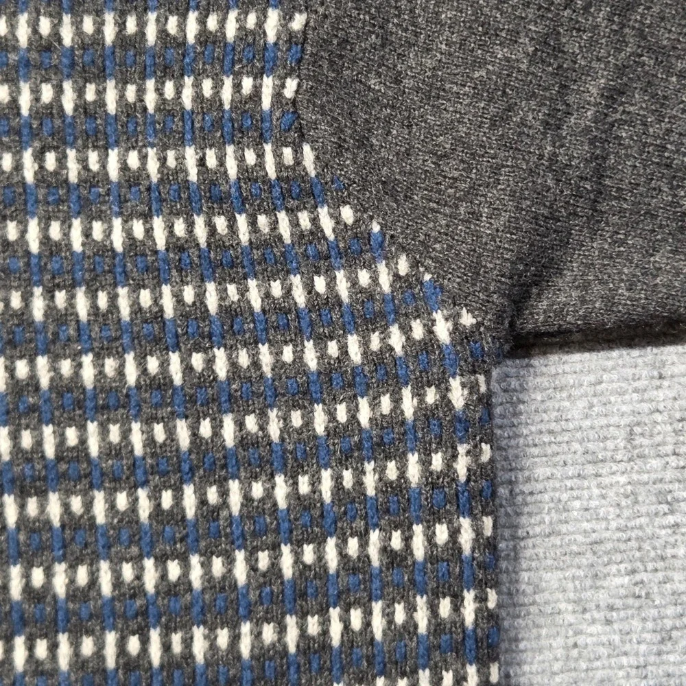 Bobby Jones Players Mens XL 100% Lambswool Quarter Zip Sweater Grey Blue Knit